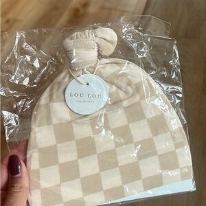 Lou Lou & Company Beige Checkered Baby Cap